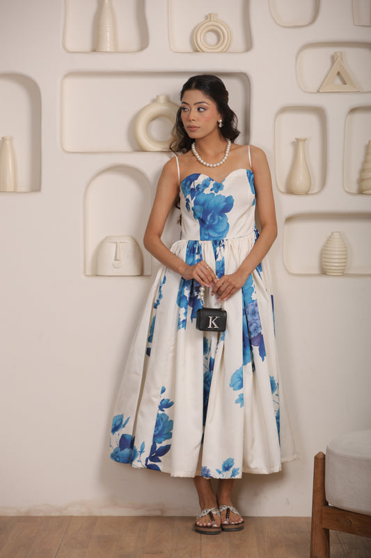 Azure Bloom Tube Dress