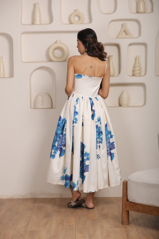 Azure Bloom Tube Dress